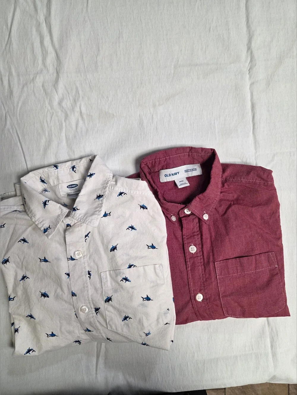 Old Navy Boys Long Sleeve Button Down Shirts Size M 8 Lot of 2